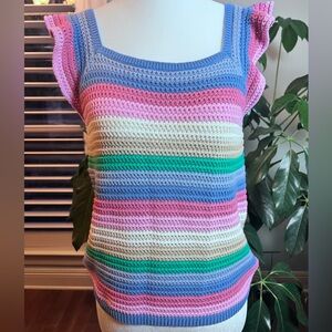 GAP Kids XXL Crochet Rainbow Tank Flutter Strap Pastel NWT Women’s Small